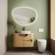 Alfaram.sk Kúpeľňové zrkadlo nepravidelného tvaru s digitálnymi hodinami - AGAT LED PREMIUM - cena, porovnanie