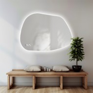 Alfaram.sk Kúpeľňové zrkadlo nepravidelného tvaru s digitálnymi hodinami - BAZALT LED PREMIUM - cena, porovnanie
