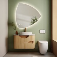 Alfaram.sk Kúpeľňové zrkadlo nepravidelného tvaru s digitálnymi hodinami - KARO LED PREMIUM - cena, porovnanie