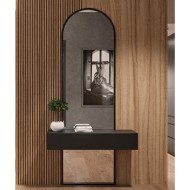 Alfaram.sk Poloviční oválné zrcadlo na toaletní stolek ve dvou částech v matném černém mdf rámu - BERDO - cena, porovnanie