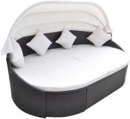 vidaXL Záhradná posteľ s baldachýnom polyratan hnedá 41831 - cena, porovnanie