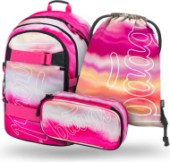 Baagl Sada 3 Skate Pink Stripes: batoh, peračník, vrecko - cena, porovnanie