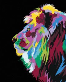 Zuty Maľovanie podľa čísel - Farebný lev fotený zboku, 80 x 100 cm, napnuté plátno na rám