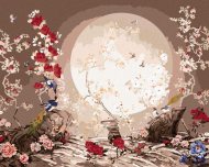 Zuty Maľovanie podľa čísel - Japonsko mesačná krajina s vtáčikmi, 40 x 50 cm, napnuté plátno na rám - cena, porovnanie