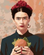Zuty Maľovanie podľa čísel - Frida Kahlo a hamburger, 40 x 50 cm, napnuté plátno na rám - cena, porovnanie