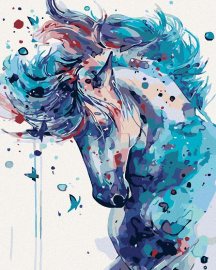 Zuty Maľovanie podľa čísel - Abstraktný kôň tmavo modrý, 40 x 50 cm, bez rámu a bez napnutia plátna