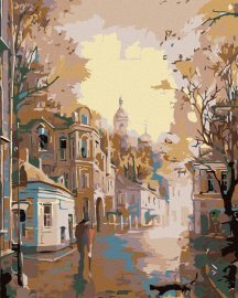 Zuty Maľovanie podľa čísel - Ranné pokojné mestečko, 80 x 100 cm, napnuté plátno na rám