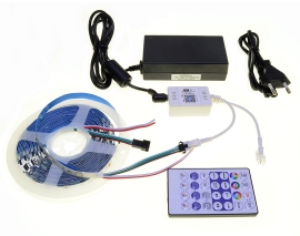 Ledstar Sada IC Digitálny RGB pásik 5m 12V 7,2W/m. RF WiFi ovládač, 230V zdroj do zásuvky, ICDIGI5M