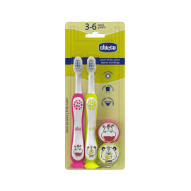 Chicco Set zubných kefiek pre deti Hippo-Panda
