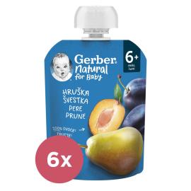 Gerber Natural kapsička hruška a slivka 6x90g