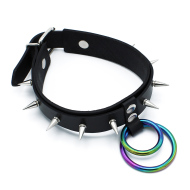 Kiotos Leather Spiked Collar Double Rainbow O-Ring - cena, porovnanie
