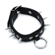 Kiotos Leather Spiked Collar with O-Ring - cena, porovnanie