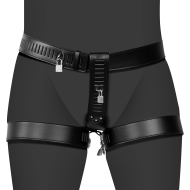 Ouch! PU Leather Female Chastity Belt with Leg Restraint - cena, porovnanie