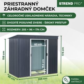 Strend Pro Domček, záhradný, plech, 217x110x174 cm 2172933