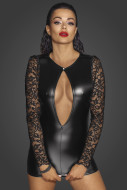 Noir Handmade F253 Short Powerwetlook Dress with Lace Sleeves - cena, porovnanie